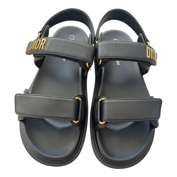 Dior Shoes Women's 9 Black Sandals with Gold Accents - Picture 6 of 11